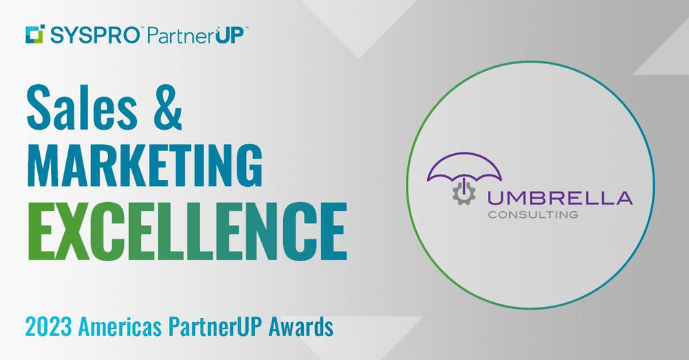 Umbrella Consulting Awarded Sales & Marketing Excellence in SYSPRO Americas 2023 PartnerUP Awards